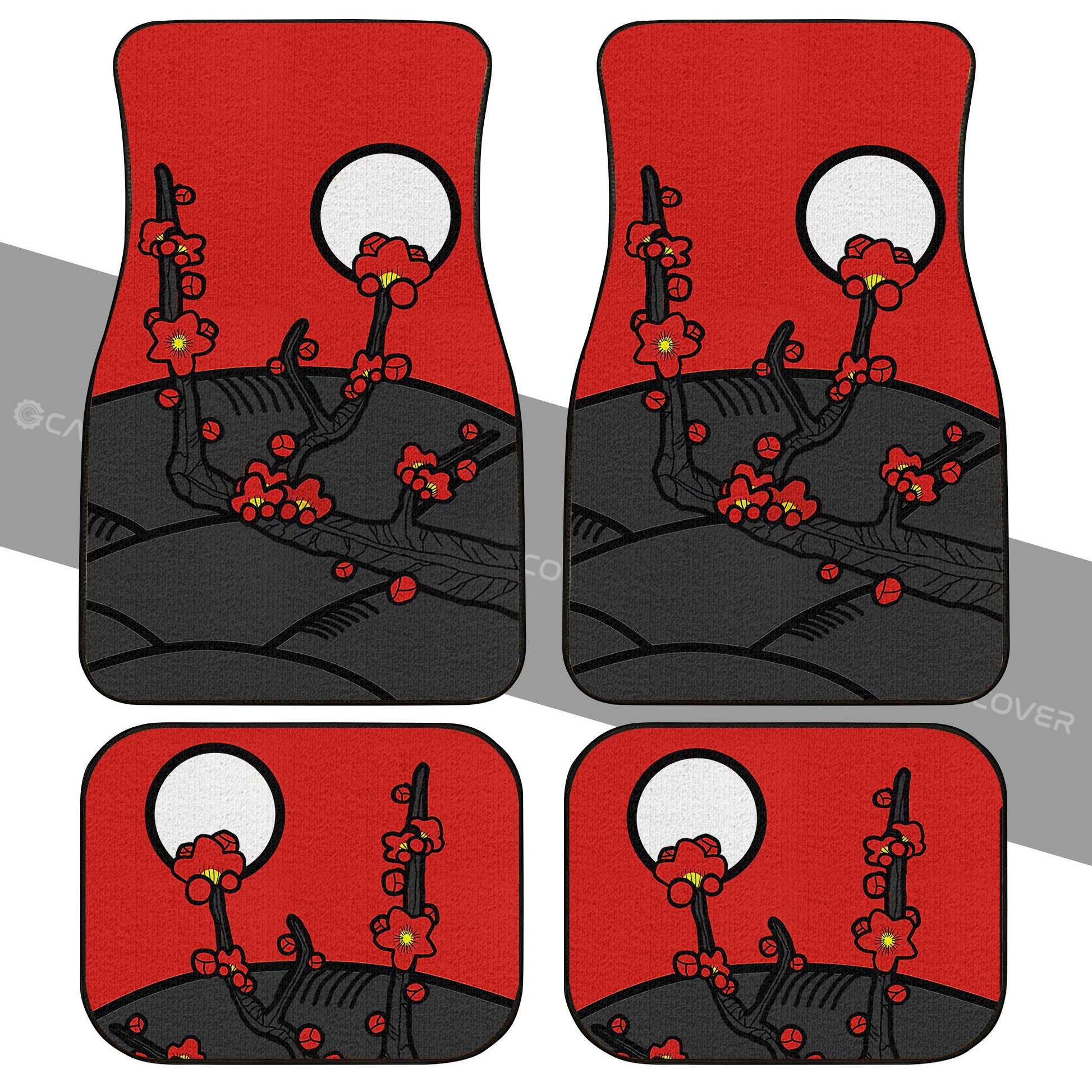 Hanafuda Day Red Car Floor Mats Custom Car Interior Accessories - Gearcarcover - 2