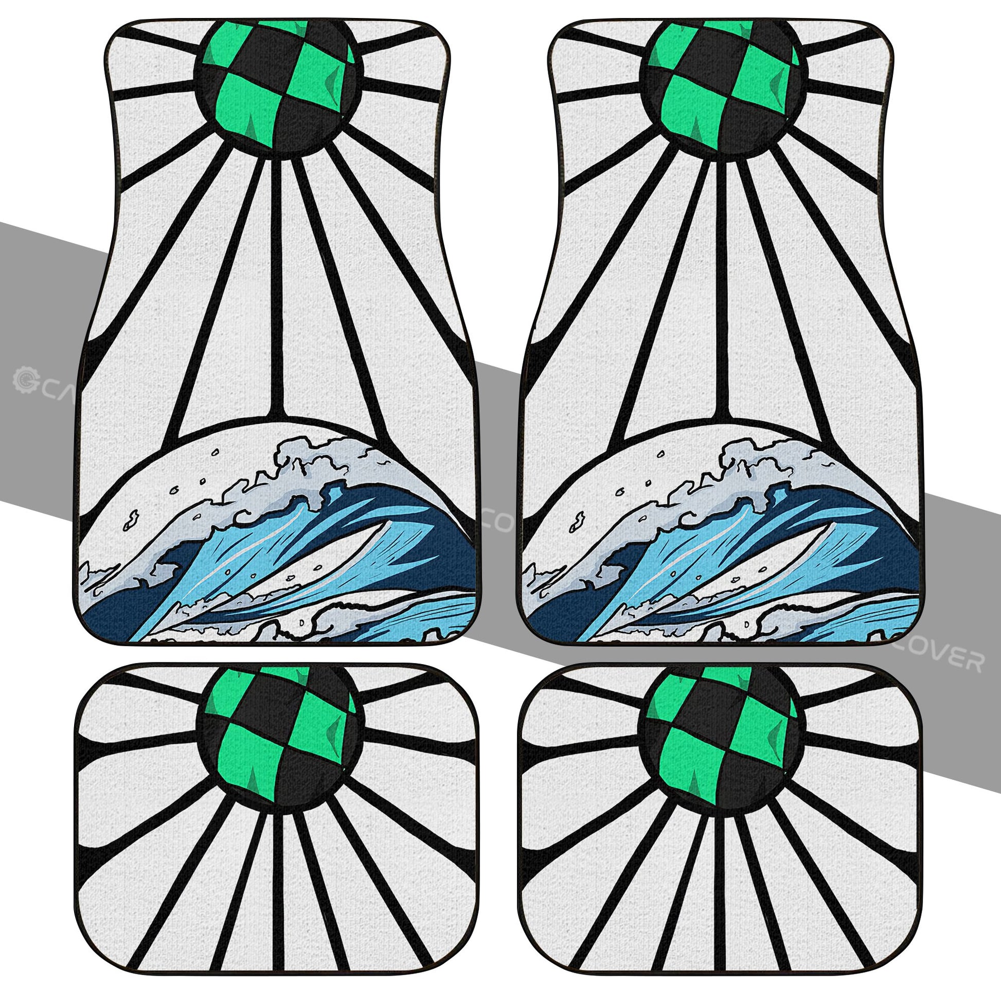 Hanafuda Great Wave Car Floor Mats Custom Car Interior Accessories - Gearcarcover - 2