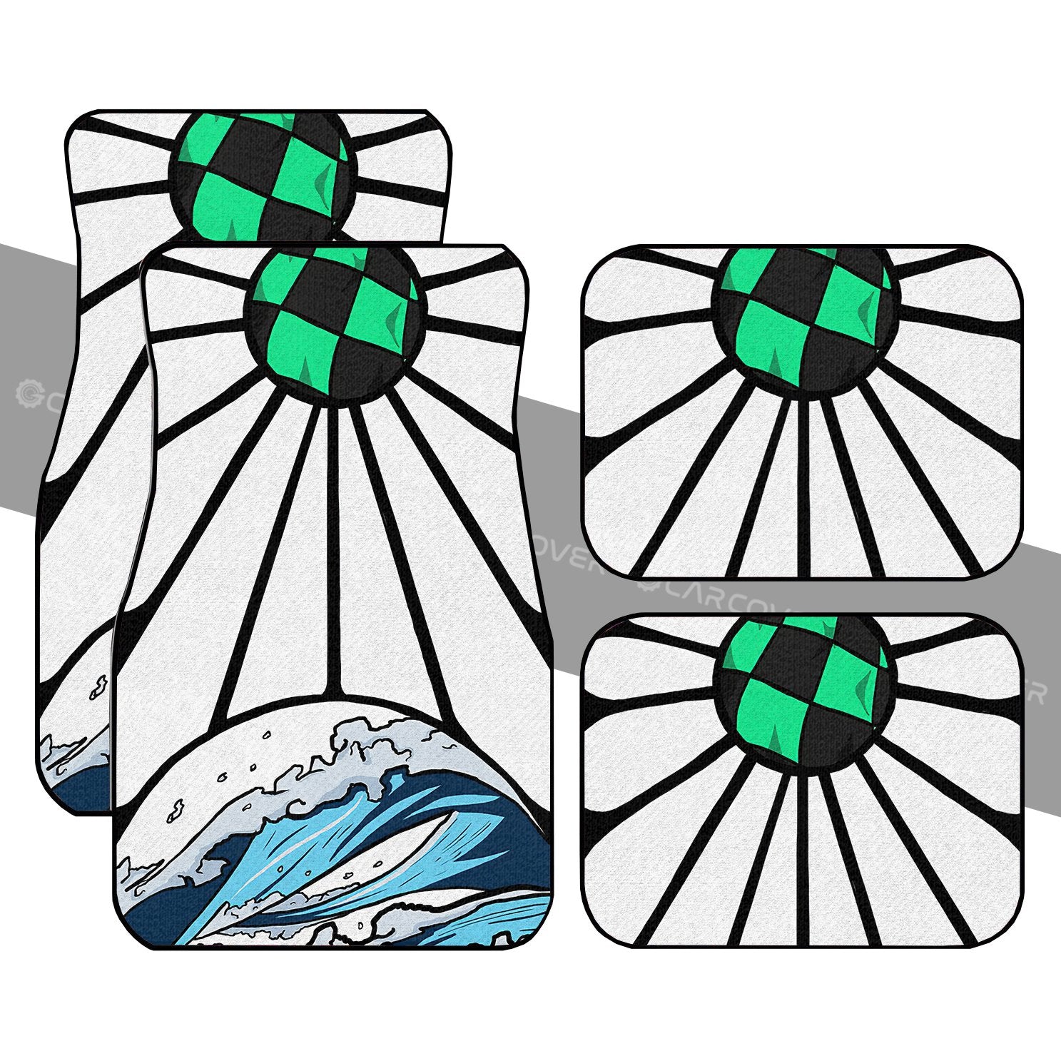 Hanafuda Great Wave Car Floor Mats Custom Car Interior Accessories - Gearcarcover - 1