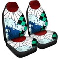 Hanafuda Great Wave Car Seat Covers Custom Tanjiro Uniform Anime Demon Slayer Car Accessories - Gearcarcover - 3