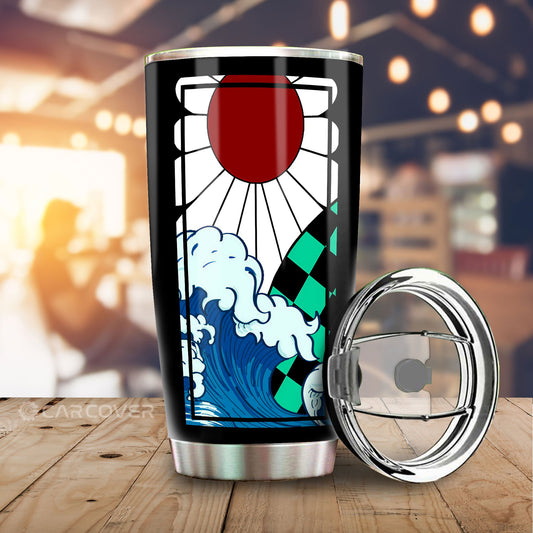 Hanafuda Great Wave Tumbler Cup Custom Tanjiro Uniform Anime Demon Slayer Car Accessories - Gearcarcover - 1