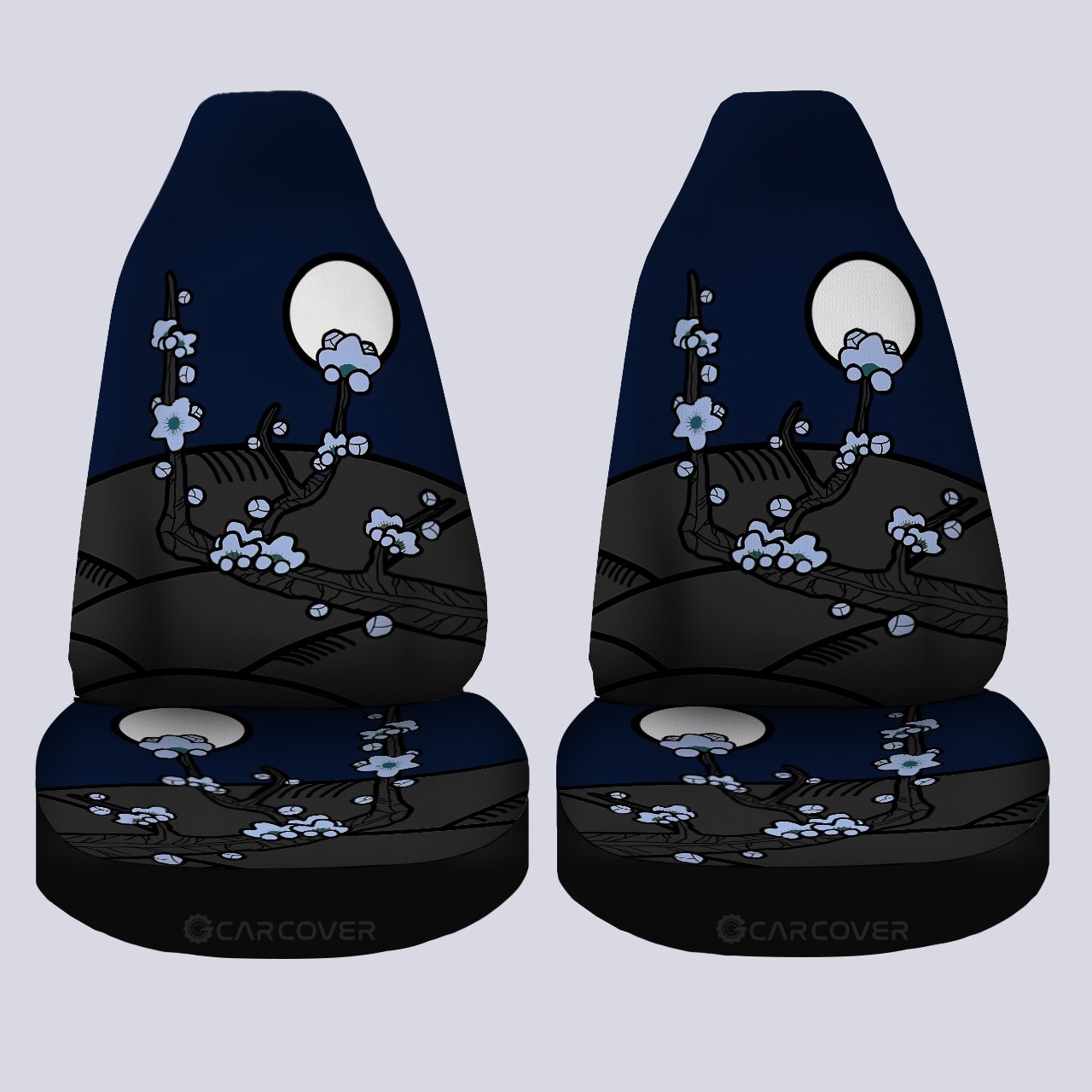 Hanafuda Night Blue Car Seat Covers Custom Car Interior Accessories - Gearcarcover - 4
