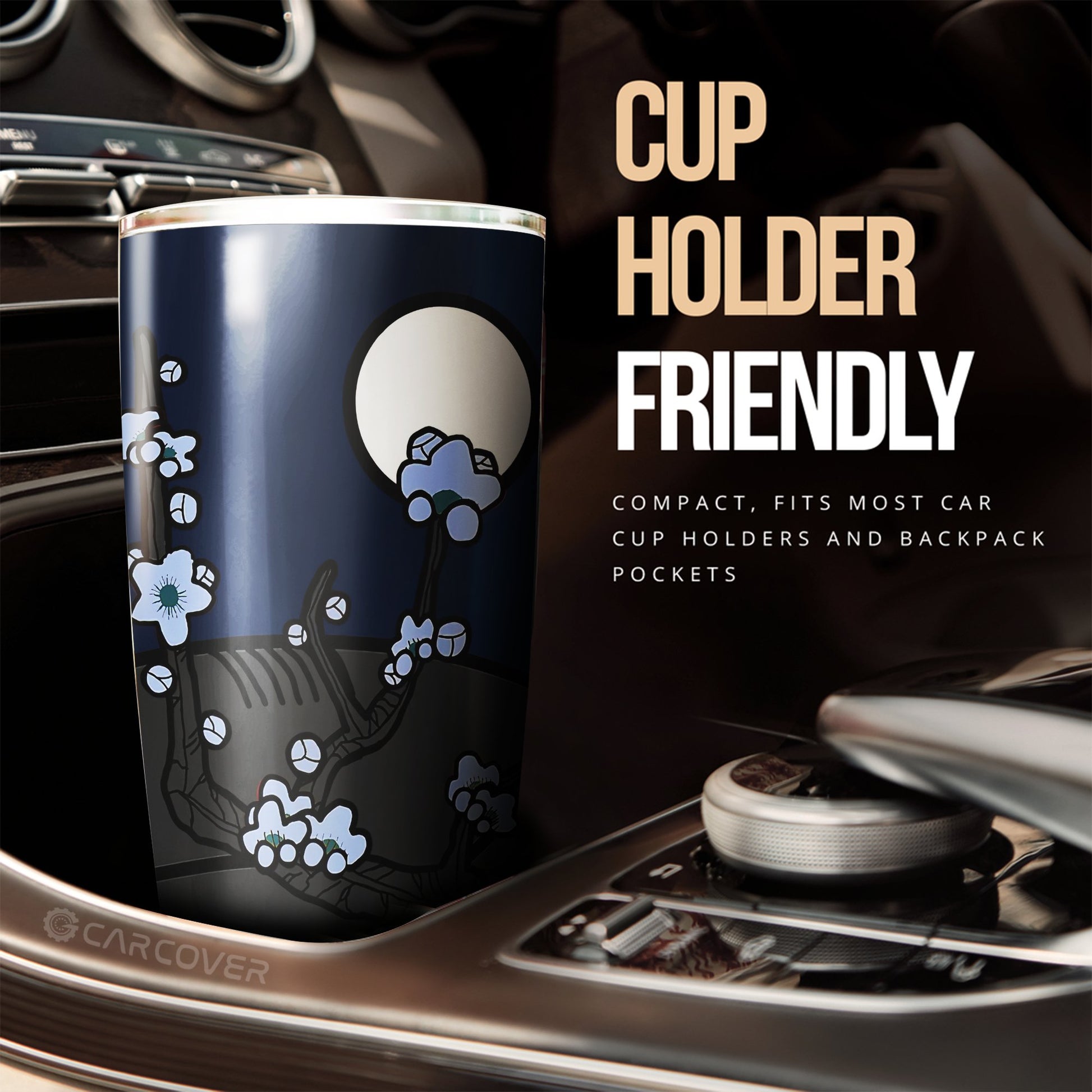 Hanafuda Night Blue Tumbler Cup Custom Car Interior Accessories - Gearcarcover - 2
