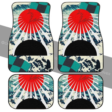 Hanafuda Rising Sun Car Floor Mats Custom Great Wave Car Accessories - Gearcarcover - 1