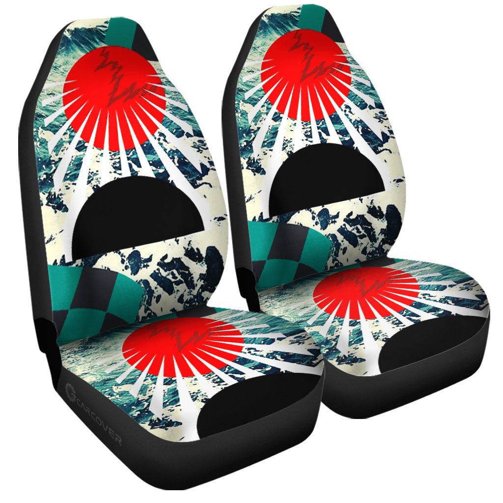Hanafuda Rising Sun Car Seat Covers Custom Great Wave Car Accessories - Gearcarcover - 3