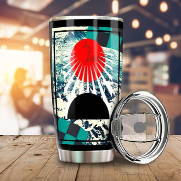 Hanafuda Rising Sun Tumbler Cup Custom Great Wave Car Accessories - Gearcarcover - 1