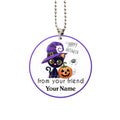 Happy Halloween From Your Friend Black Cat Ornament Custom Name Pumpkin Car Accessories Halloween - Gearcarcover - 1