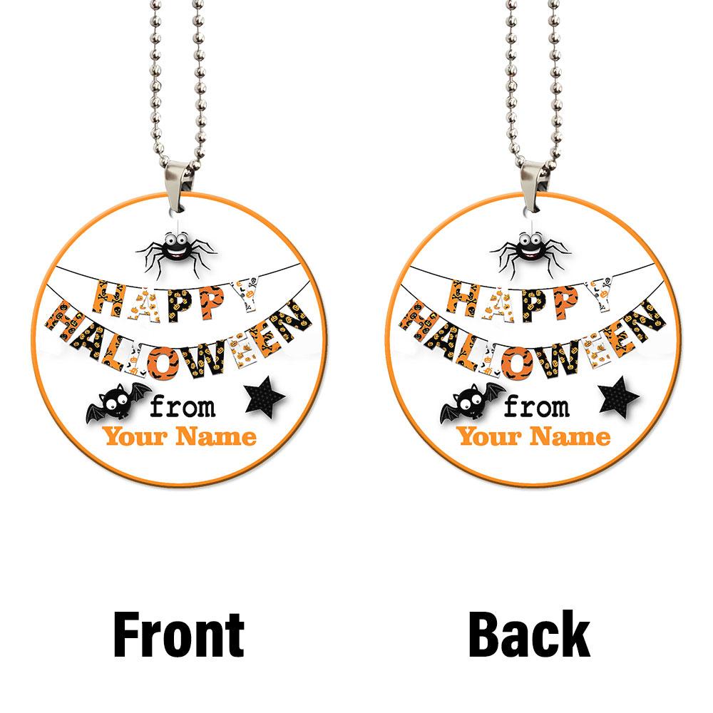 Happy Halloween Personalized Ornament Custom Name Car Interior Accessories - Gearcarcover - 4