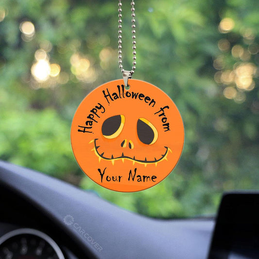 Happy Halloween Pumpkin Ornament Custom Name Car Interior Accessories - Gearcarcover - 2