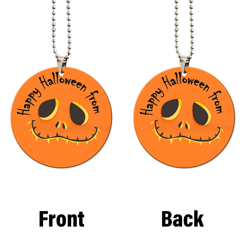 Happy Halloween Pumpkin Ornament Custom Name Car Interior Accessories - Gearcarcover - 5