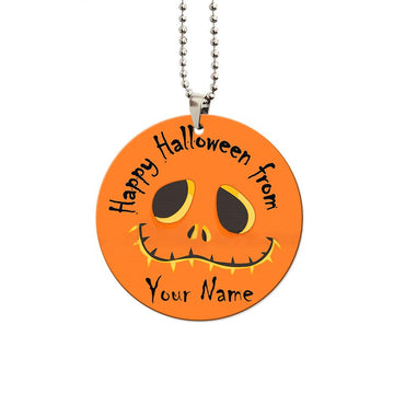 Happy Halloween Pumpkin Ornament Custom Name Car Interior Accessories - Gearcarcover - 1