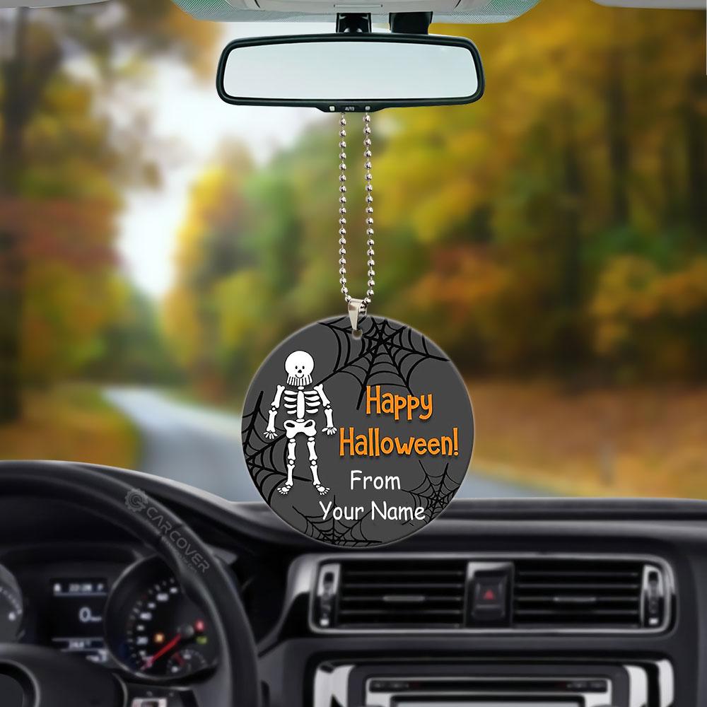 Happy Halloween Skeleton Ornament Custom Name Car Interior Accessories - Gearcarcover - 3