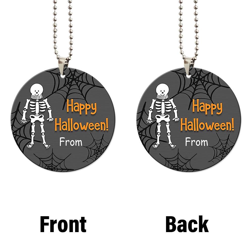 Happy Halloween Skeleton Ornament Custom Name Car Interior Accessories - Gearcarcover - 5