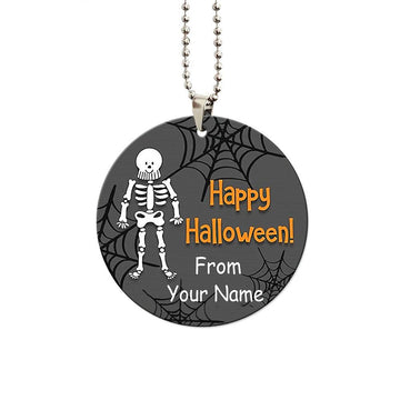 Happy Halloween Skeleton Ornament Custom Name Car Interior Accessories - Gearcarcover - 1