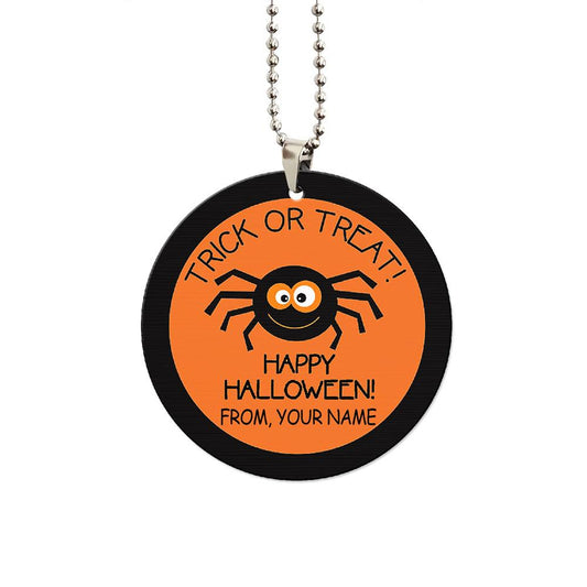 Happy Halloween Spider Trick Or Treat Ornament Custom Name Car Interior Accessories - Gearcarcover - 1