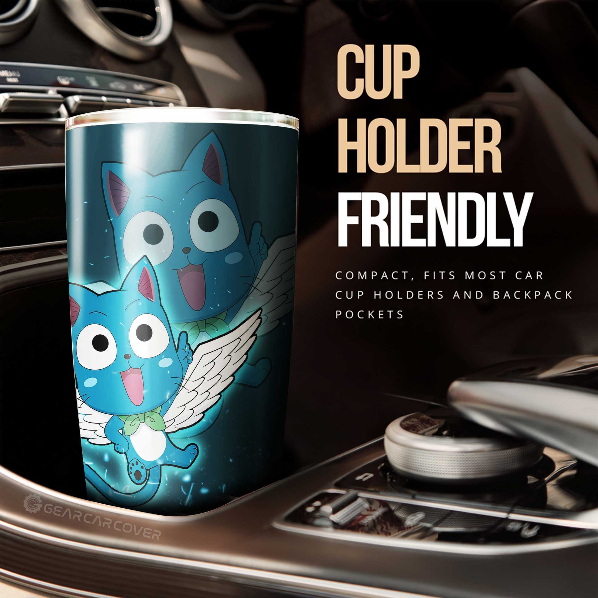 Happy Tumbler Cup Custom Fairy Tail Anime Car Accessories - Gearcarcover - 2