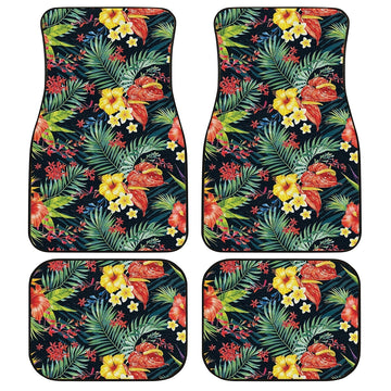 Hawaiian Car Floor Mats Custom Hibiscus Plumeria Flower Car Interior Accessories - Gearcarcover - 1