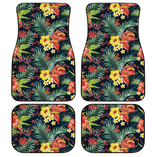 Hawaiian Car Floor Mats Custom Hibiscus Plumeria Flower Car Interior Accessories - Gearcarcover - 1