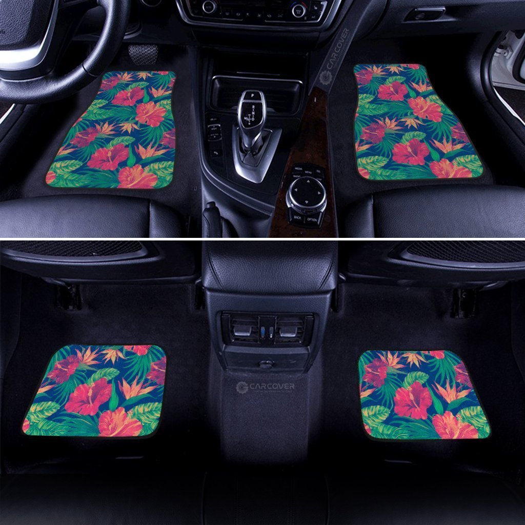 Hawaiian Car Floor Mats Custom Hibiscus Tropical Flower Leaves Car Accessories - Gearcarcover - 2