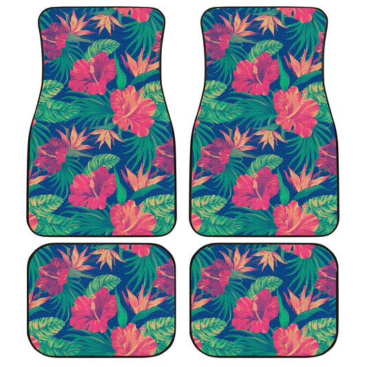 Hawaiian Car Floor Mats Custom Hibiscus Tropical Flower Leaves Car Accessories - Gearcarcover - 1