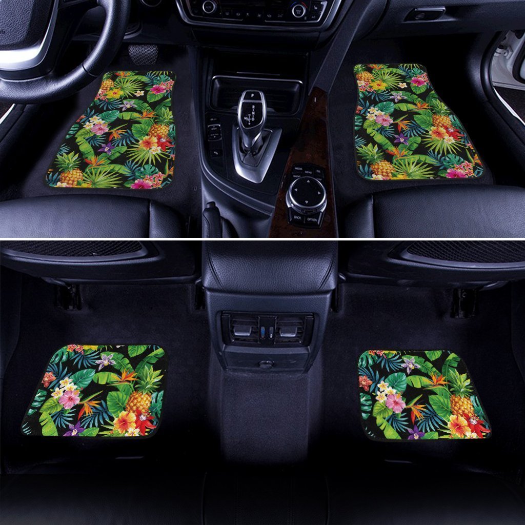 Hawaiian Car Floor Mats Custom Pineaple Tropical Flowers Car Accessories - Gearcarcover - 2