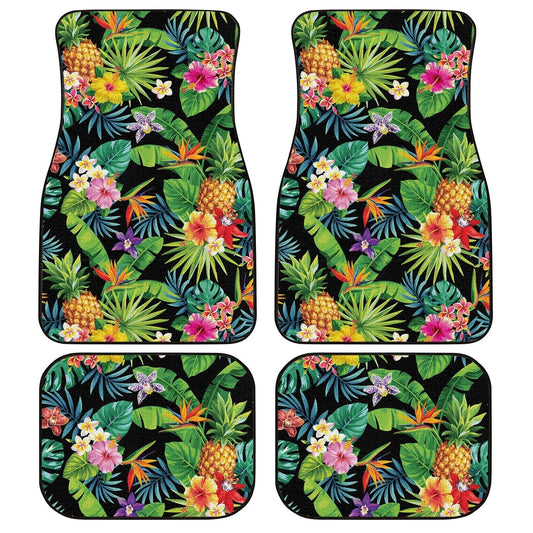 Hawaiian Car Floor Mats Custom Pineaple Tropical Flowers Car Accessories - Gearcarcover - 1