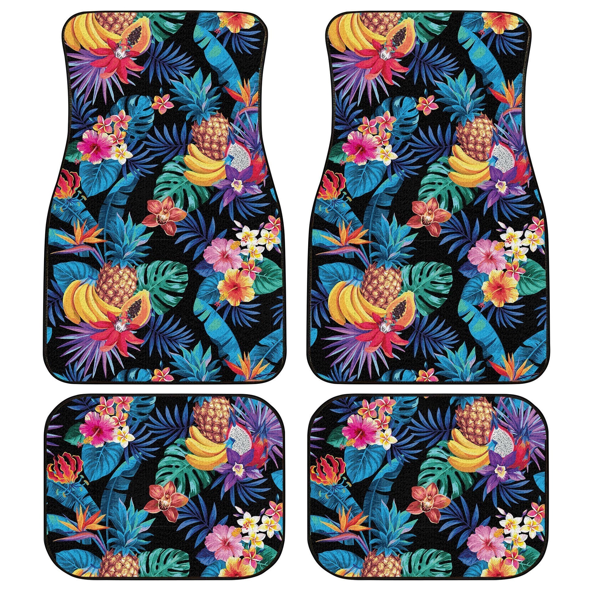 Hawaiian Car Floor Mats Custom Tropical Fruit And Flower Car Accessories - Gearcarcover - 1