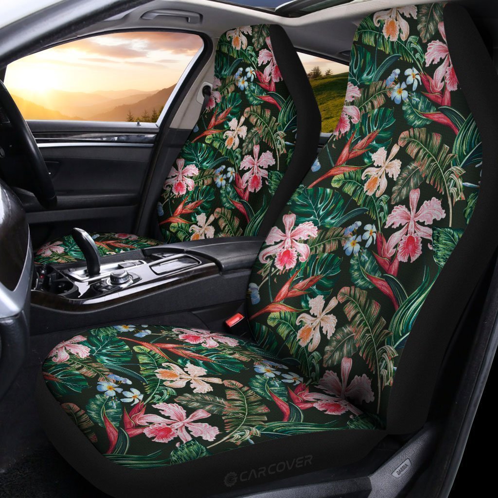 Green Tribal Floral Car high quality Seat Covers Pair, 2 Front Seat Covers, Car Seat Covers, Car Seat Protector, Car Accessory, Polynesian, Flowers