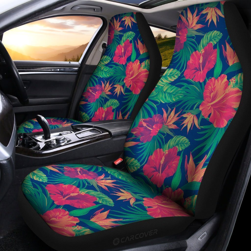 Hawaiian Car Seat Covers Custom Hibiscus Tropical Flower Leaves Car Accessories - Gearcarcover - 2