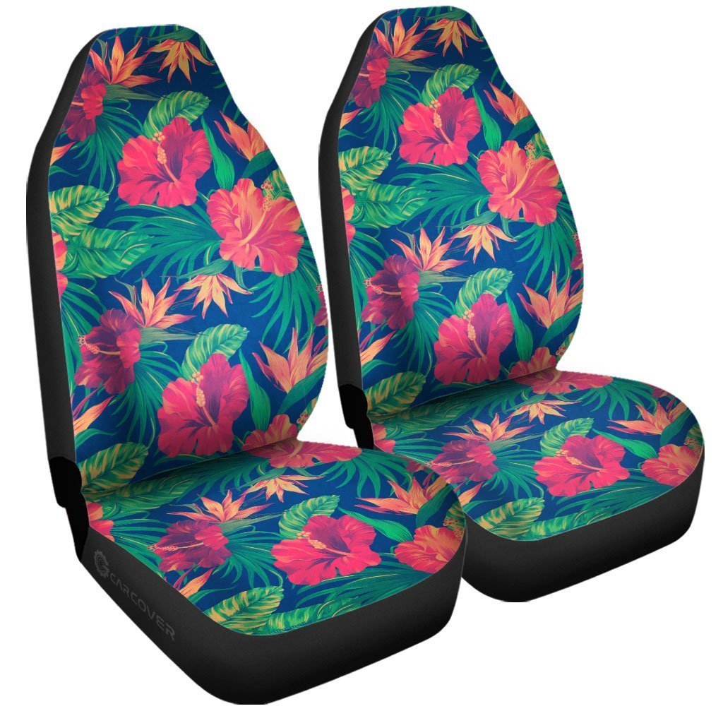 Hawaiian Car Seat Covers Custom Hibiscus Tropical Flower Leaves Car Accessories - Gearcarcover - 3