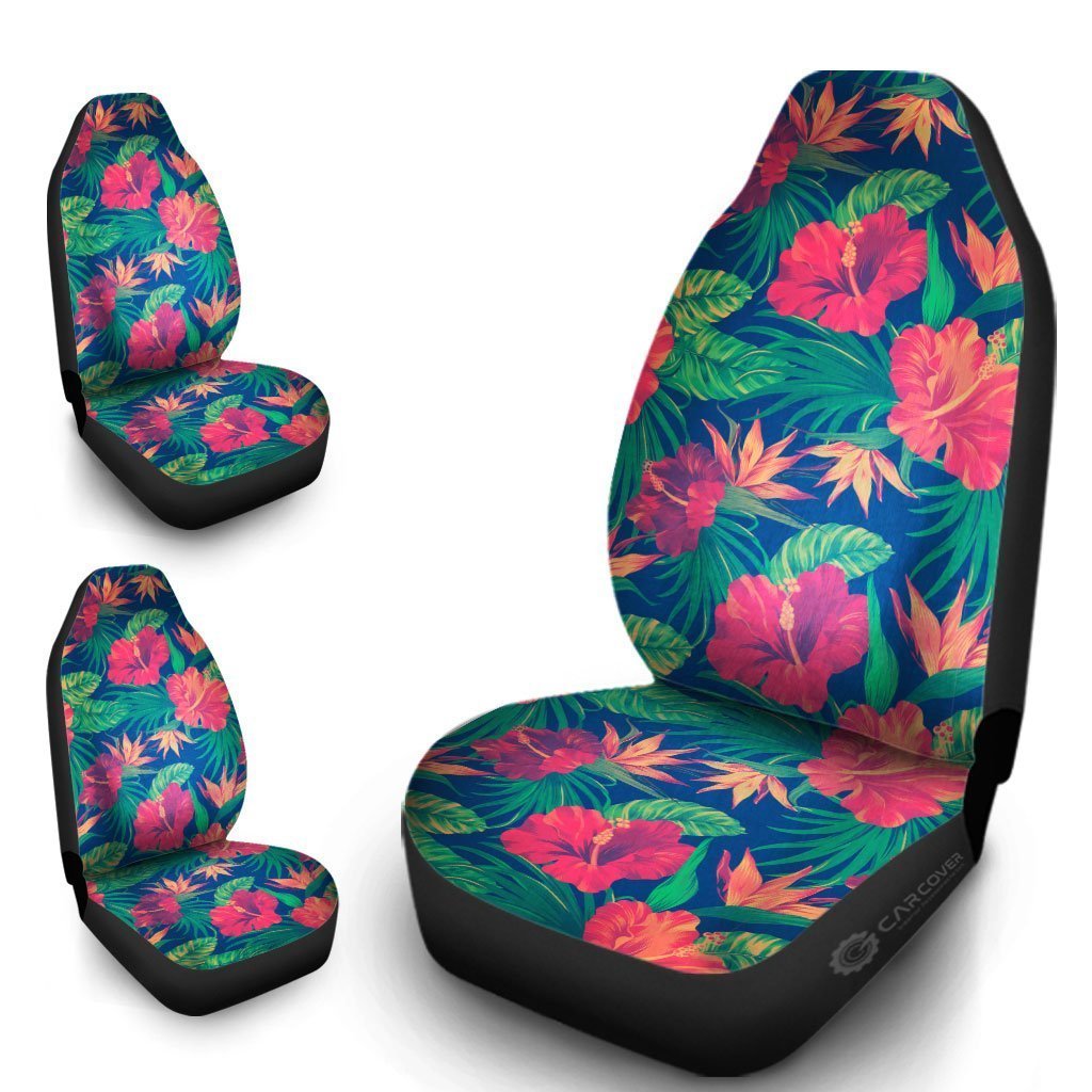 Hawaiian Car Seat Covers Custom Hibiscus Tropical Flower Leaves Car Accessories - Gearcarcover - 4