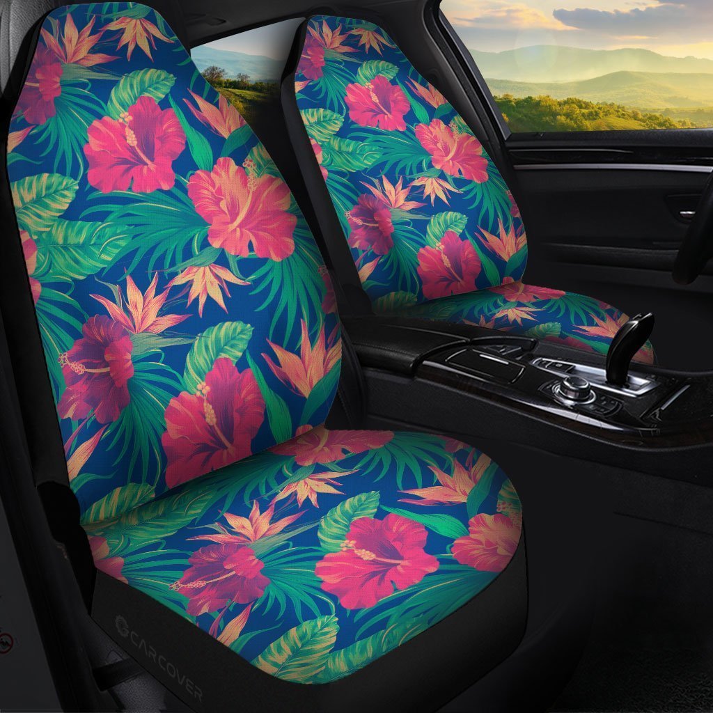 Hawaiian Car Seat Covers Custom Hibiscus Tropical Flower Leaves Car Accessories - Gearcarcover - 1