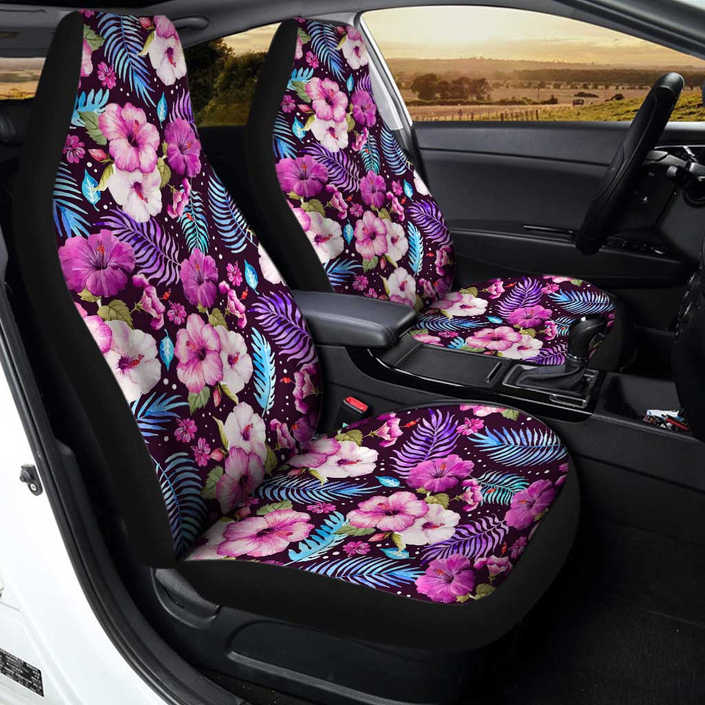Hawaiian Car Seat Covers Custom Purple Tropical Flowers Car Accessories - Gearcarcover - 2