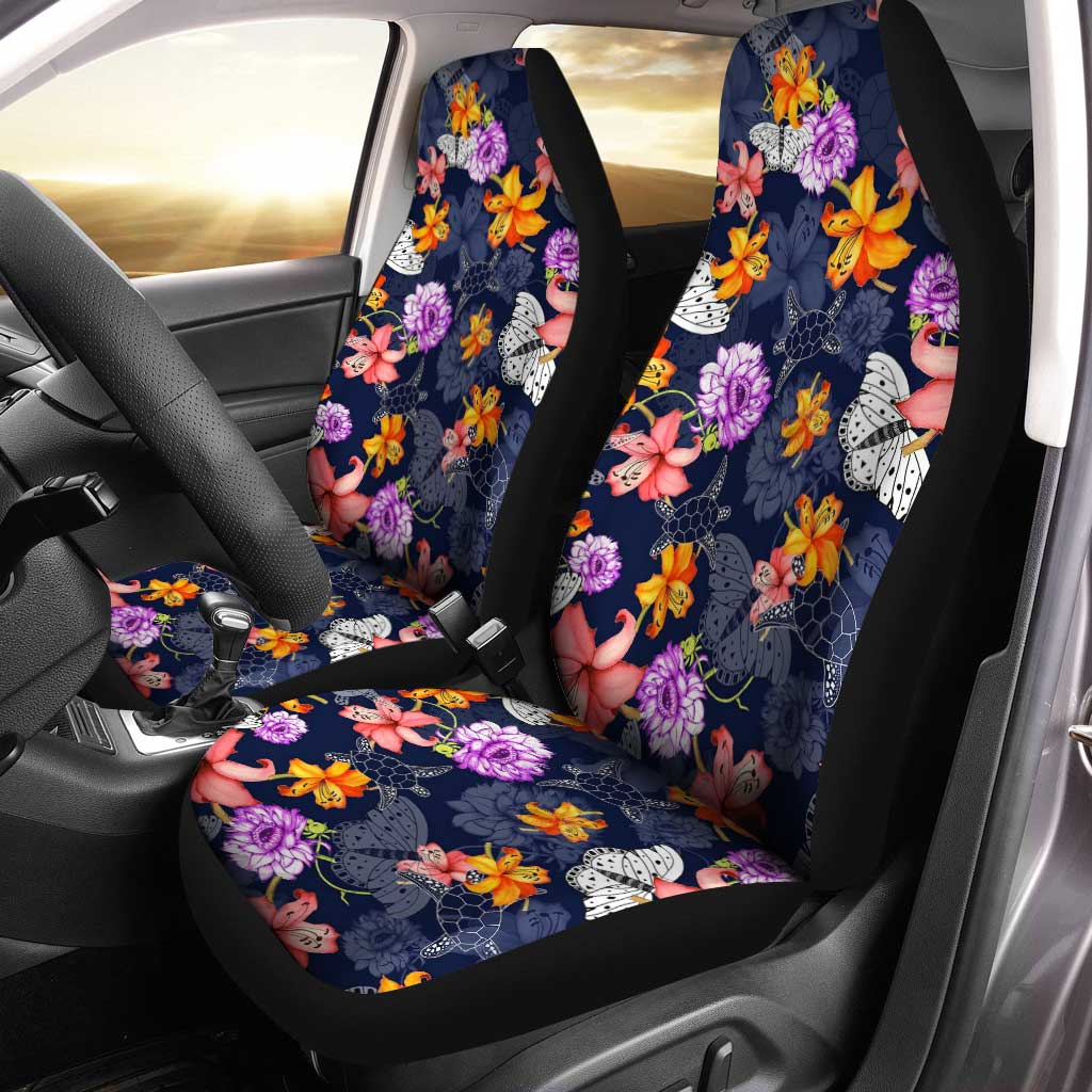 Hawaiian Car Seat Covers Custom Tropical Flower Turtle Car Accessories - Gearcarcover - 1
