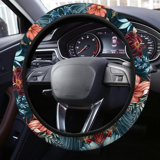 Hawaiian Steering Wheel Cover Custom Tropical Flowers Car Accessories - Gearcarcover - 2