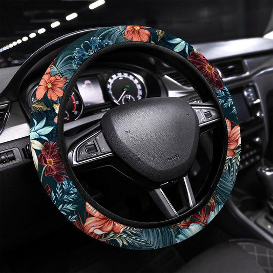 Hawaiian Steering Wheel Cover Custom Tropical Flowers Car Accessories - Gearcarcover - 1