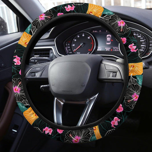 Hawaiian Steering Wheel Covers Custom Beautiful Tropical Flowers Car Accessories - Gearcarcover - 2