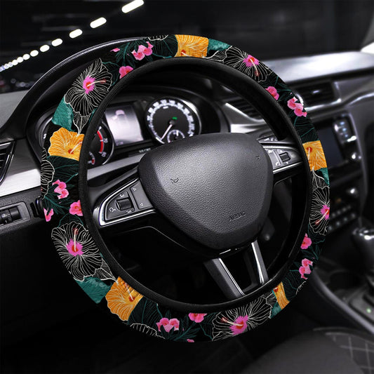 Hawaiian Steering Wheel Covers Custom Beautiful Tropical Flowers Car Accessories - Gearcarcover - 1