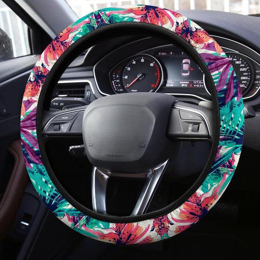 Hawaiian Steering Wheel Covers Custom Tropical Flowers Car Accessories Gifts - Gearcarcover - 2