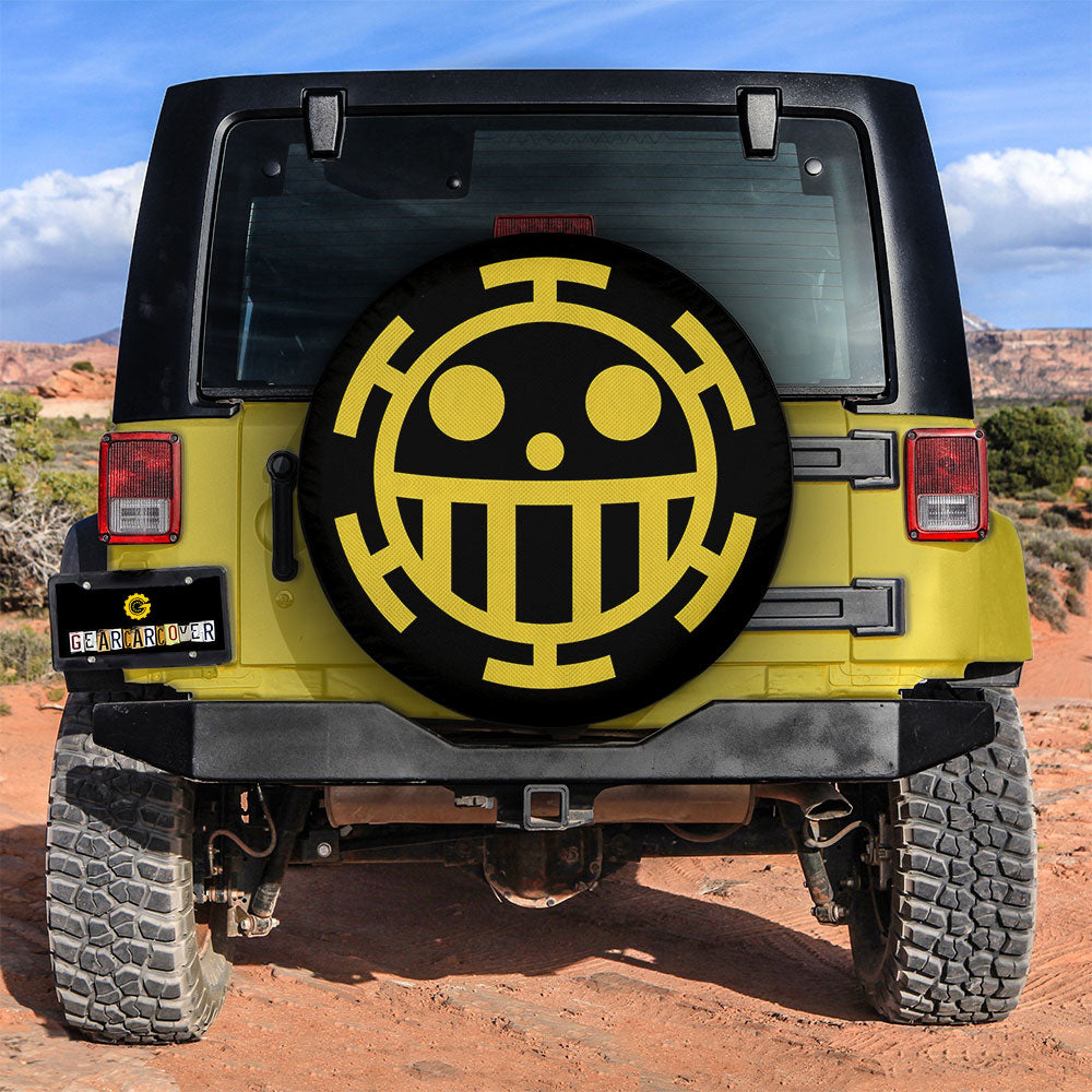 Heart Pirates Flag Spare Tire Covers Custom One Piece Anime Car Accessories - Gearcarcover - 3