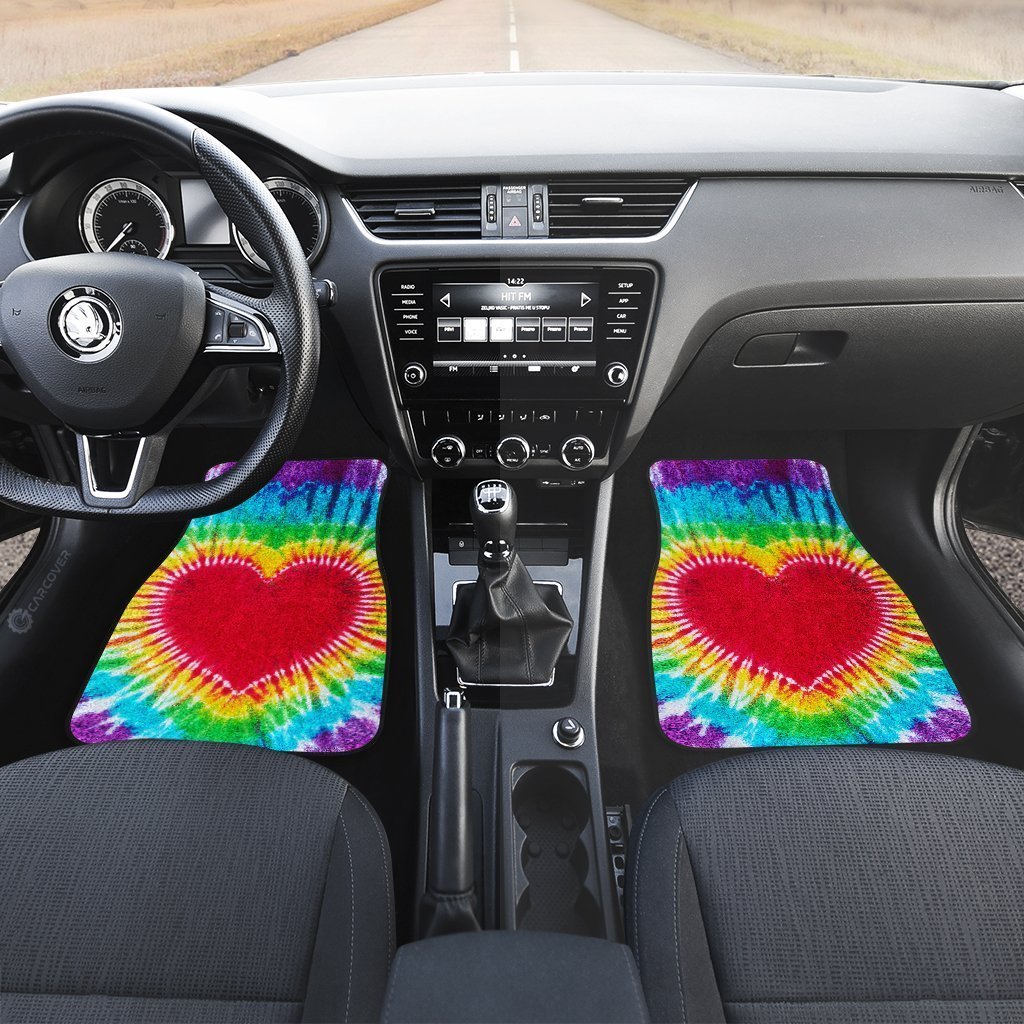 Heart Tie Dye Car Floor Mats Custom Hippie Car Accessories - Gearcarcover - 3