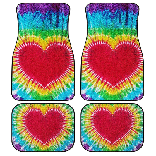 Heart Tie Dye Car Floor Mats Custom Hippie Car Accessories - Gearcarcover - 1