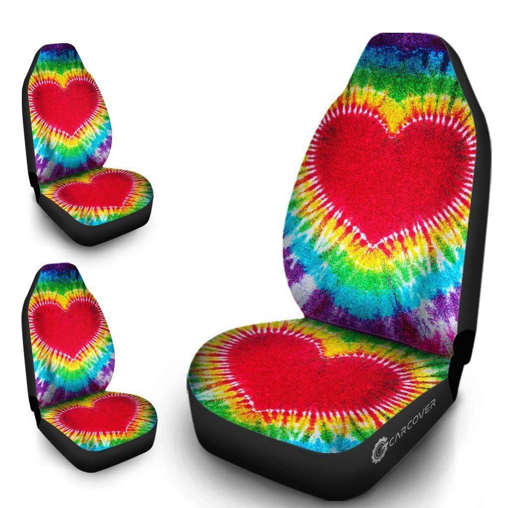 Heart Tie Dye Car Seat Covers Custom Hippie Car Accessories - Gearcarcover - 4