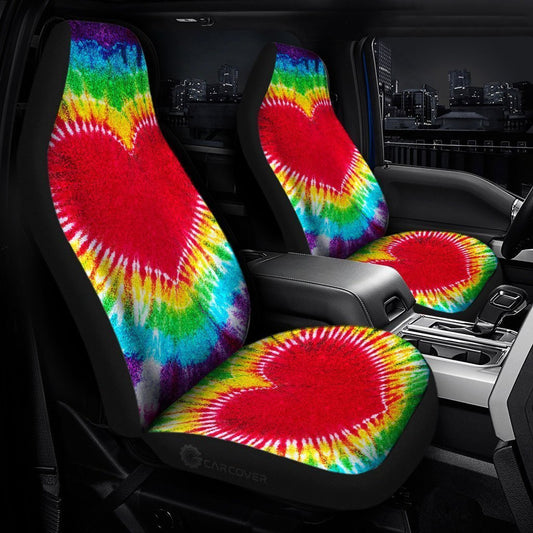 Heart Tie Dye Car Seat Covers Custom Hippie Car Accessories - Gearcarcover - 1