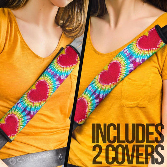 Heart Tie Dye Seat Belt Covers Custom Hippie Car Accessories Gifts - Gearcarcover - 2