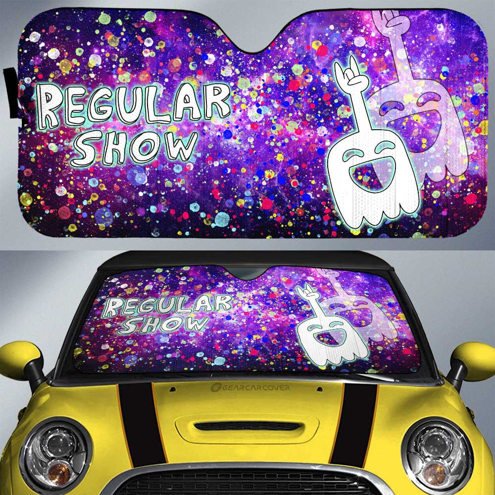 Hi Five Ghost Car Sunshade Custom Regular Show Cartoon - Gearcarcover - 1