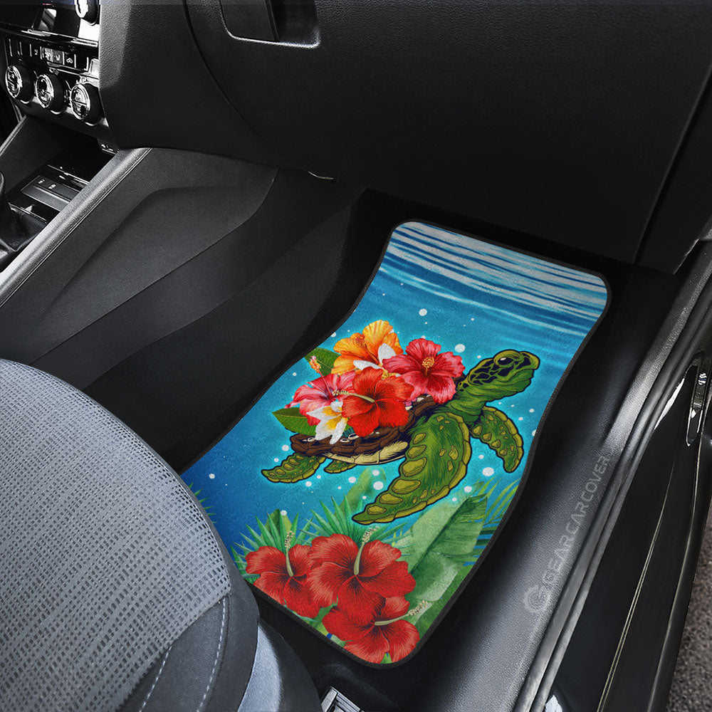 Hibiscus Plumeria Flower Turtle Car Floor Mats Custom Sea Animal Car Accessories - Gearcarcover - 4