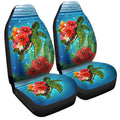 Hibiscus Plumeria Flower Turtle Car Seat Covers Custom Sea Animal Car Accessories - Gearcarcover - 3