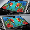 Hibiscus Plumeria Flower Turtle Car Sunshade Custom Sea Animal Car Accessories - Gearcarcover - 2