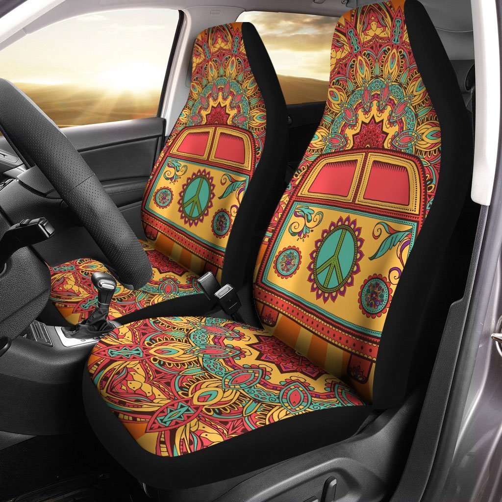 Hippie Car Seat Covers Van Car Peace Symbol Car Accessories - Gearcarcover - 1